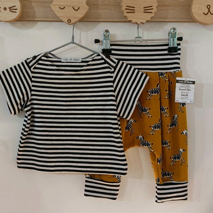 ENSEMBLE ZEBRE MOUTARDE 