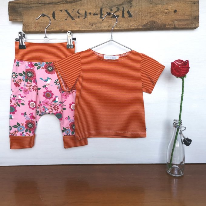 ENSEMBLE BIRDY MOUS ROSE/ORANGE
